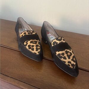 Franco Sarto Black and Leopard Flats